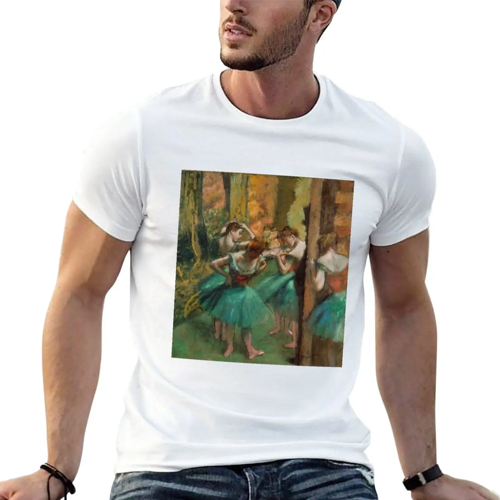 

New Dancers, Pink and Green by Edgar Degas, 1890 T-Shirt summer tops boys animal print shirt men clothings