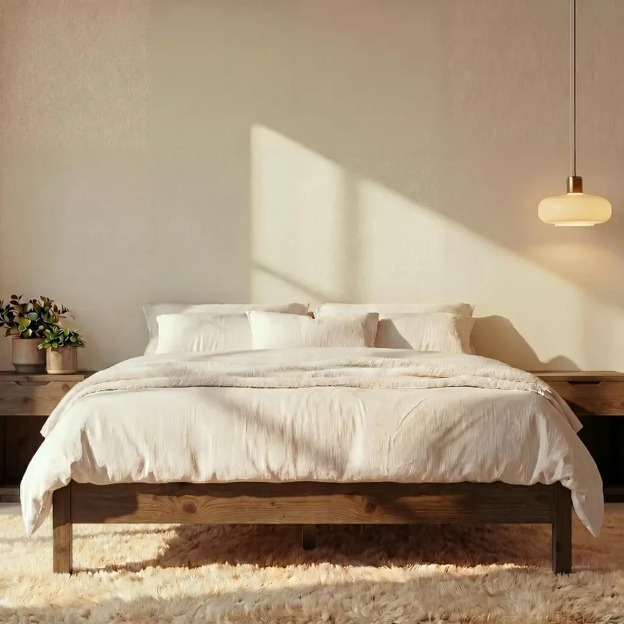 Full Bed Frame Signature Wood Platform, Noise Free, Under Bed Storage, No Box Spring Needed, Easy Assembly, Espresso