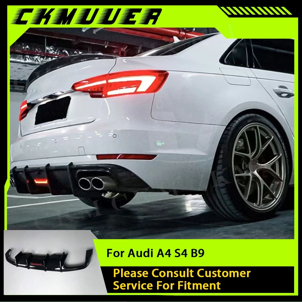 

Dry Carbon Fiber Rear Bumper Lip Diffuser Spoiler ABS Body Kits FRP Rear Diffuser Protector For Audi A4 S4 B9 2017-2019 Standard