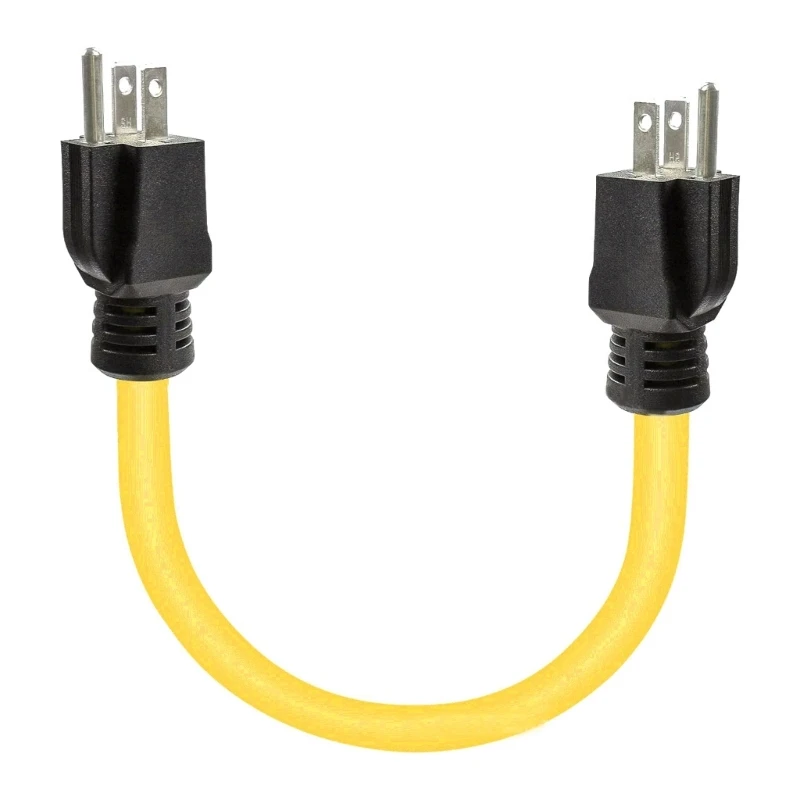 3 Prong Plug To Plug Double Male Extension Cord 12AWG 125V NEMA 5-15P To 5-15P Cord Adapter Transfer Switch Cable