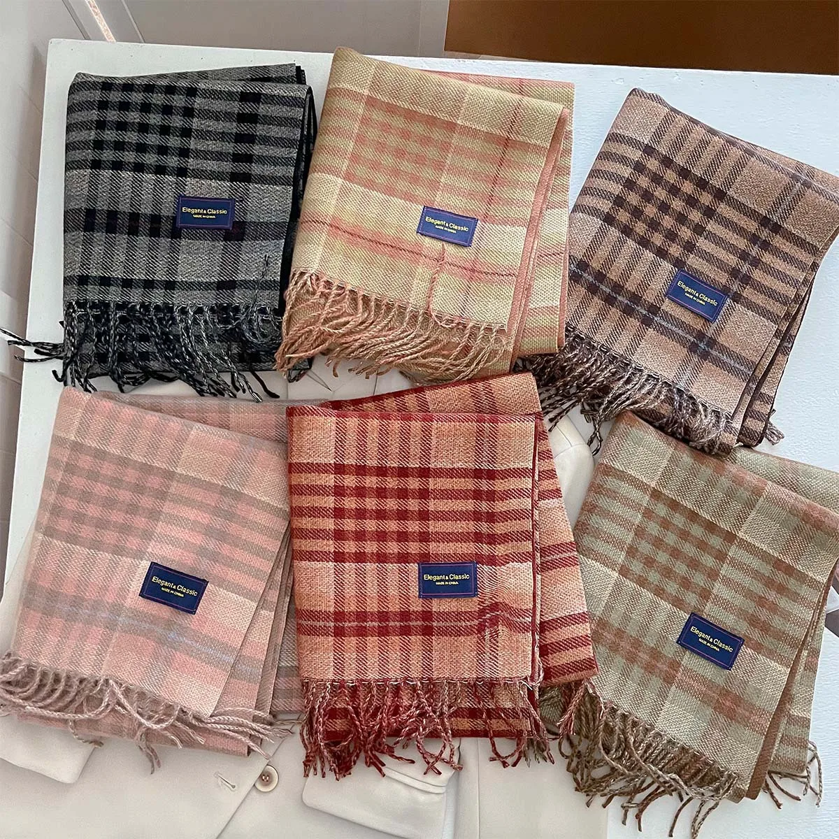 

2025 корейский стиль, зимний шарф, женский клетчатый кашемировый шарф, толстая теплая шаль, бесплатная доставка