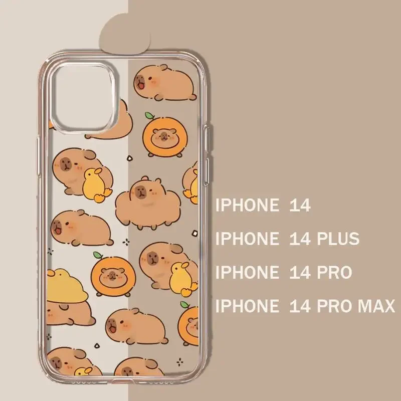 Cute Capybara Funny Animal Phone Case Transparent soft For iphone 11 13 12 14 15 pro max mini plus