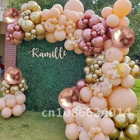 Pink Rose Gold Macaron Balloons Garland Confetti Latex Balloon Arch Wedding Birthday Balloon Decoration Baby Shower Foil Globs