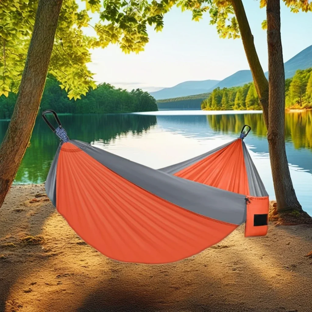 Lightweight Portable Camping Hammock with Tree Ties for Outdoor and Indoor Use Nylon Material for Adults