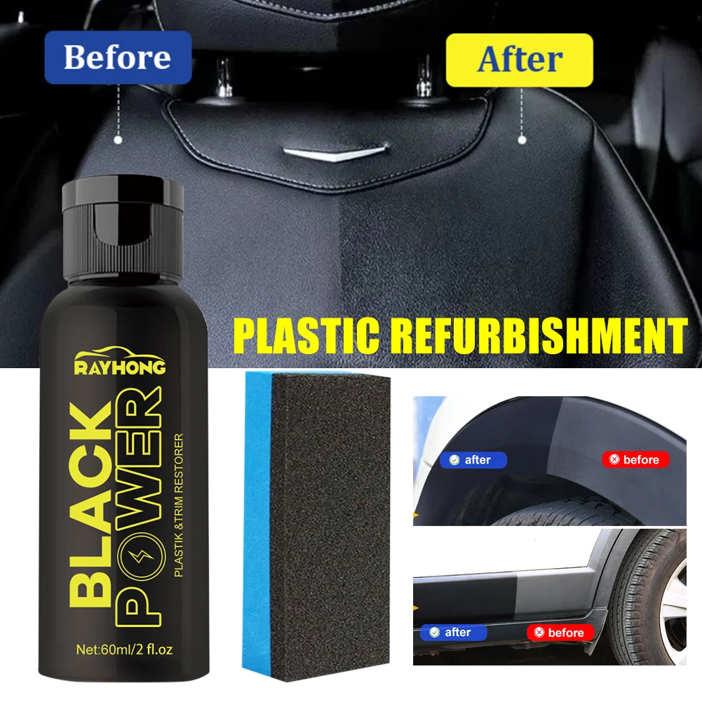 60ml Plastic Parts Restorer for Car Easy To Use Plastics Parts Refurbishment Crystal Coating Agent with Sponge Long Duration