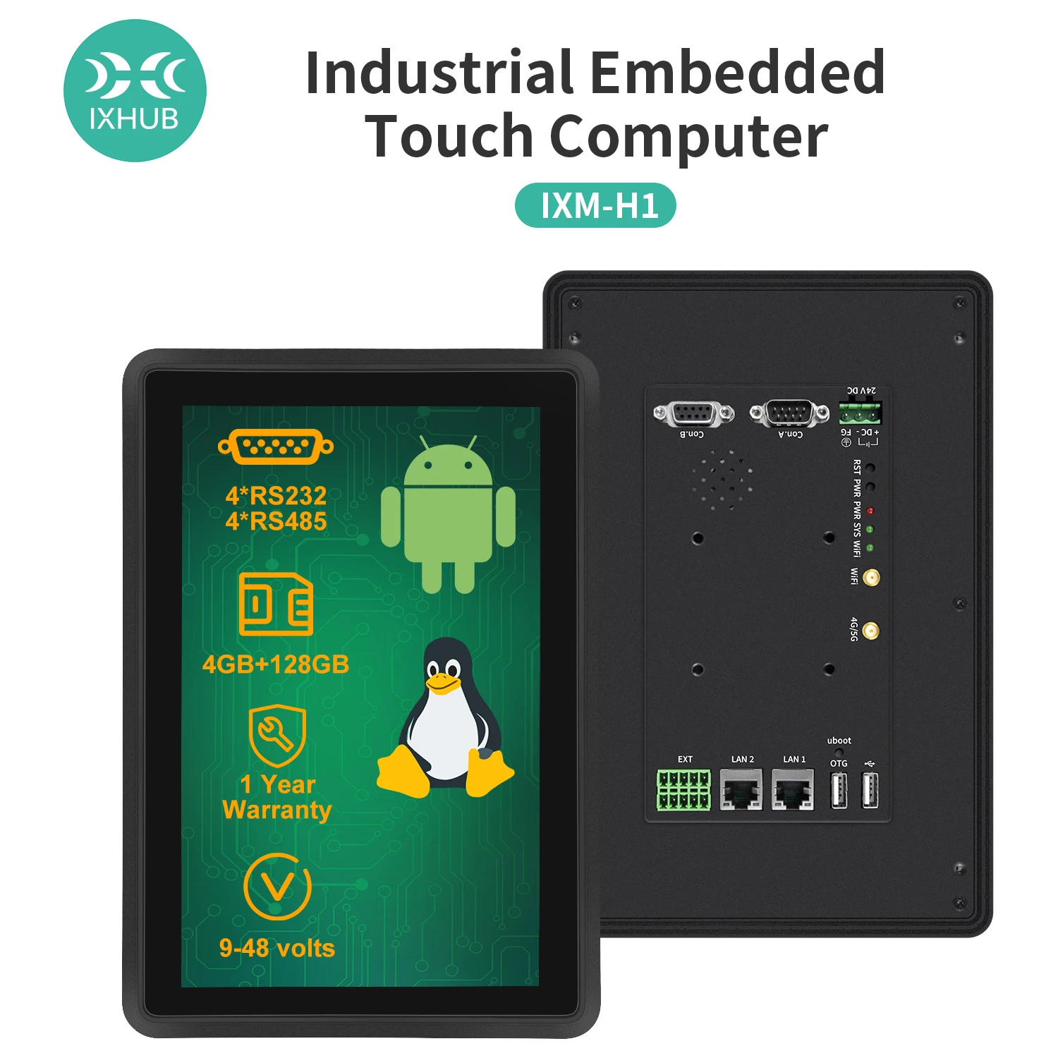 

IXHUB 7-дюймовый 10,1-дюймовый монитор, промышленная встроенная панель, все в одном ПК, DB9, двойной гигабитный Ethernet, панель Android/Linux для 3D-принтера