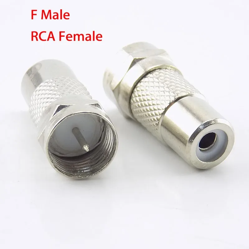 2/5pcs Adapter F Type Male Plug to RCA Female Jack TV Video  Connector Coax Cable Straight RF Coaxial A1