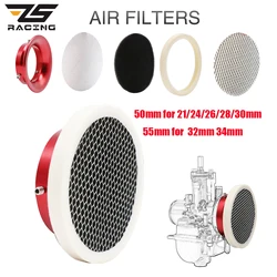 ZS Racing 50/55mm Carburetor Air Filter Cup W/NET Velocity Stacks CNC Aluminium Alloy Funnel Trumpet FIT 21-34MM Carburetors