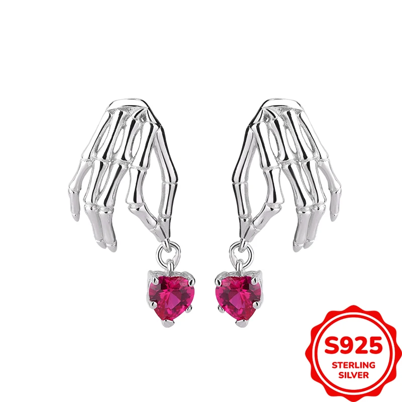 

Trendy and Versatile Authentic S925 Silver Palm Pendant Heart-shaped Funny Earrings
