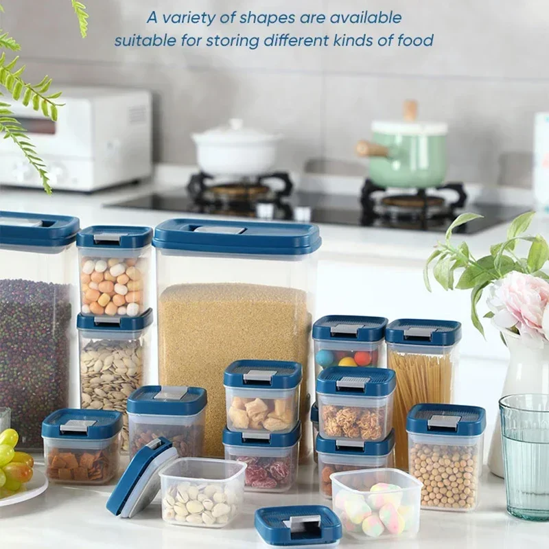 

220~3400ml 6pcs Plastic Food Storage Container Large Kitchen Refrigerator Cans Jar Lid Seal Keep Fresh Push Collapsible Set Box