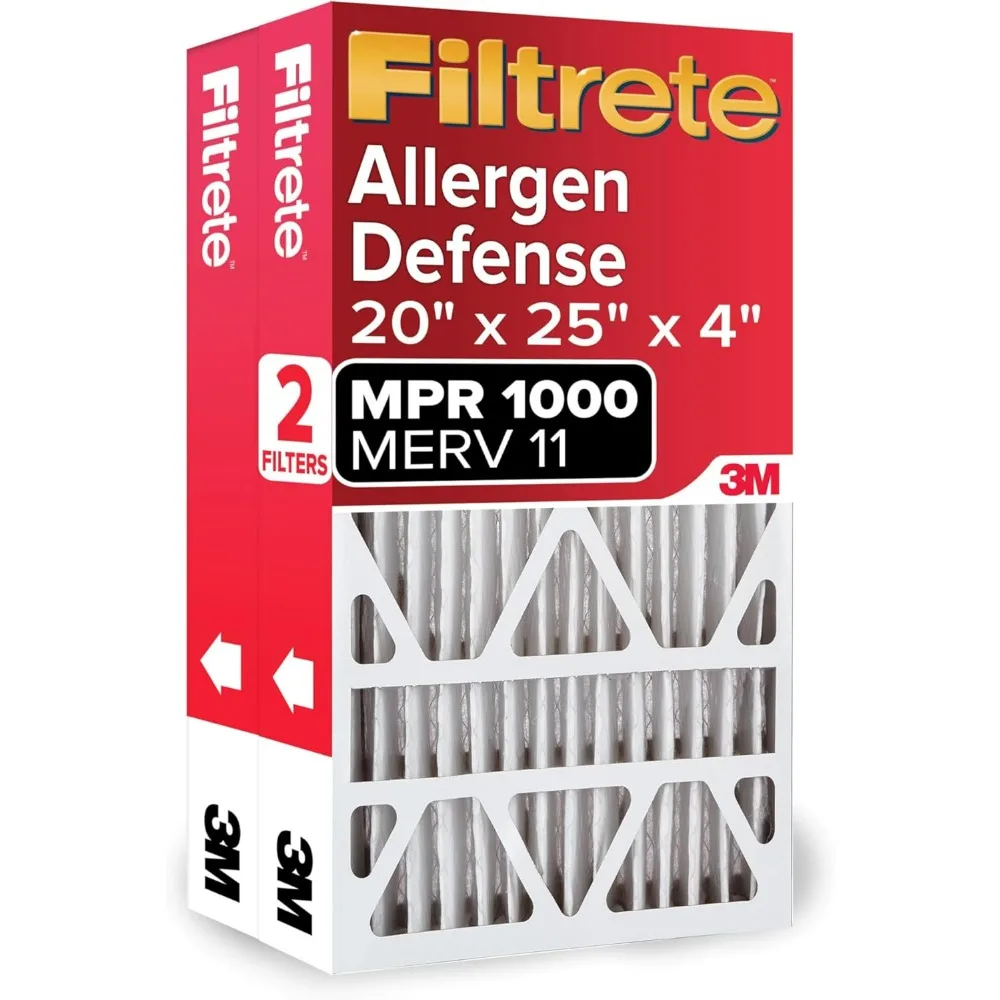 

Filtrete 20x25x4 MERV 11 AC Furnace Filter MPR 1000 2-Pack Electrostatic Allergen Defense Fits Honeywell AprilAire