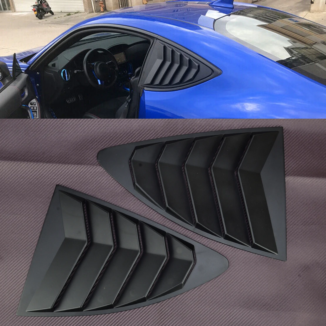 1 Pair Matte Black Rear Side Window Louver Vent Cover Trim Fit for Toyota 86 Subaru BRZ 2012 2013 2014 2015 2016-2020 ABS Plasic