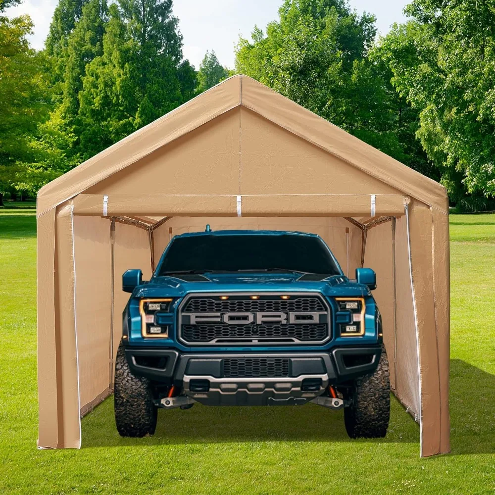 

Carport Garage, 10x20 Ft Heavy Duty Carport Car Canopy Garage Shed with Removable Sidewalls and Doors, Carport Garage