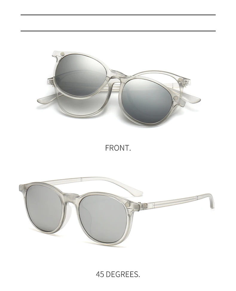 Vcka transparenten Rahmen Frauen Myopie Sonnenbrille 6 in 1 Magnet clip Brille runde Männer polarisierte verschreibung pflicht ige Brille-0.5 ~-6,0 – Detail 10