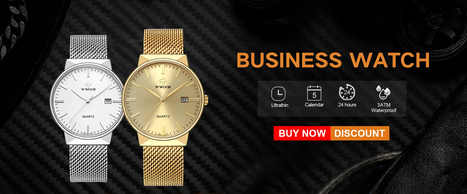 WWOOR Silver Men Watches with Mesh Steel Top Brand Luxury Ultra Thin Quartz Waterproof Date Business Wristwatch Box Montre Homme