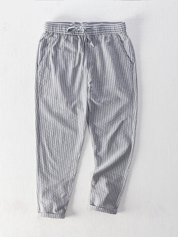 

Модные мужские брюки Salt Series в японском стиле, зауженные, повседневные, с завязками, в полоску, узкие, популярные в интернете