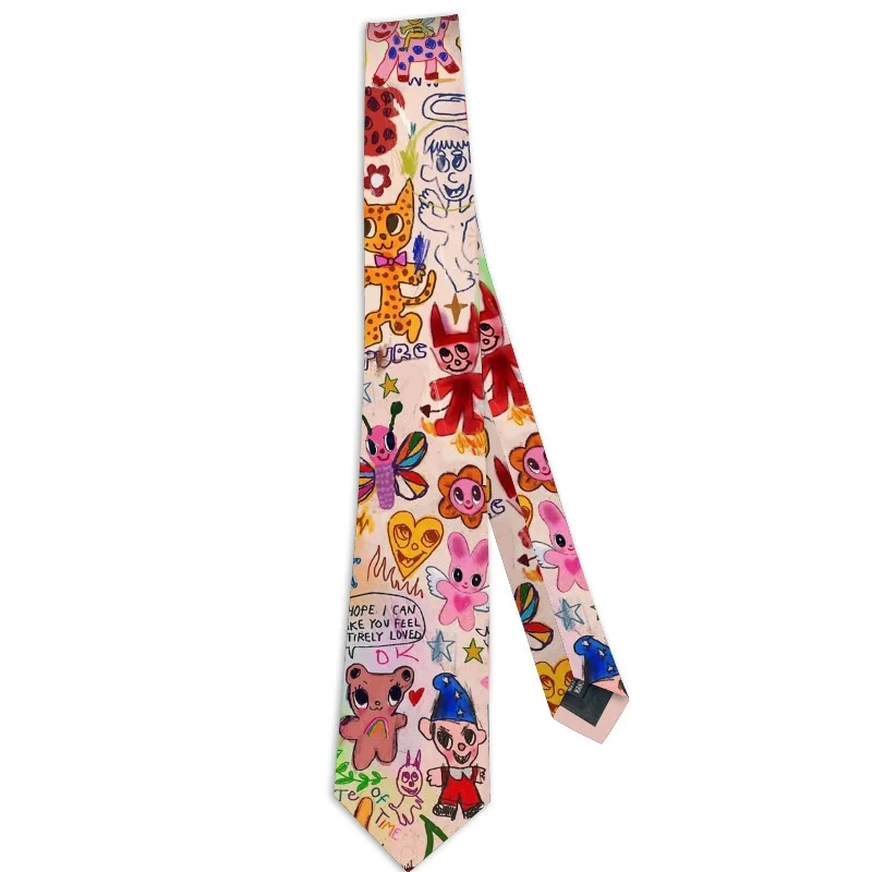 corbata-informal-hecha-a-mano-con-diseno-de-grafiti-animal-para-mujer-accesorio-de-cuello-con-diseno-de-contraste-de-color