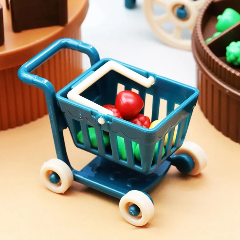 1:18 Mini Simulation Mini Fruit Shop Store Set Trolley Decoration Dollhouse Children Play House Toys