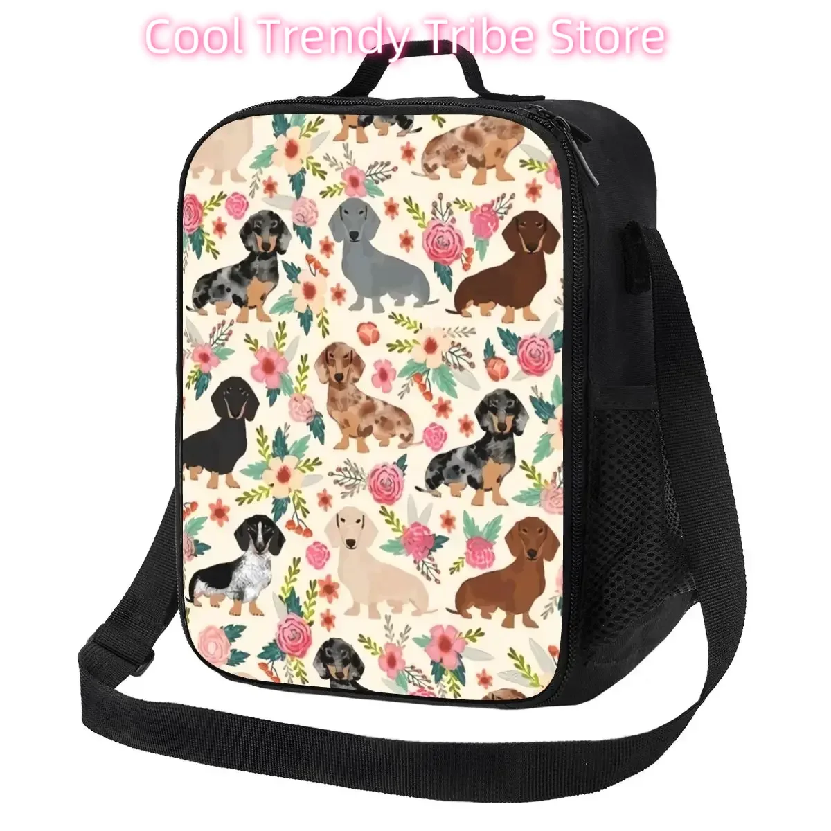 

Изолированная сумка для обеда Doxie с цветочным принтом таксы для женщин, колбаса, любителей собак, термохолодильник, ланч-бокс для офиса, пикника, путешествий