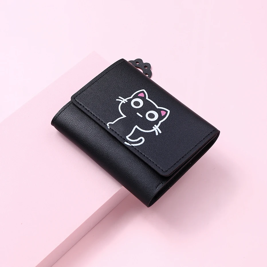 Frauen Nette Katze Brieftasche Weibliche Kleine Kurze PU Leder Geldbörse Damen Karte Halter Geld Tasche Haspe Kreative Mode Brieftasche Mädchen geschenk – Detail 5