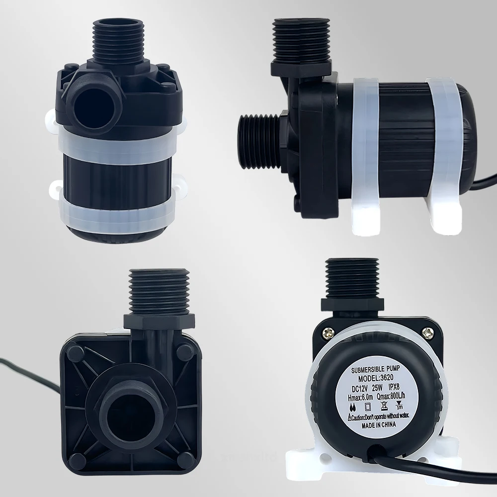 Silent Brushless Motor DC12/24V Water Heater Shower Booster Water Pump, Maximum Head 6m, Can Be Equipped with EU Adapter IPX8