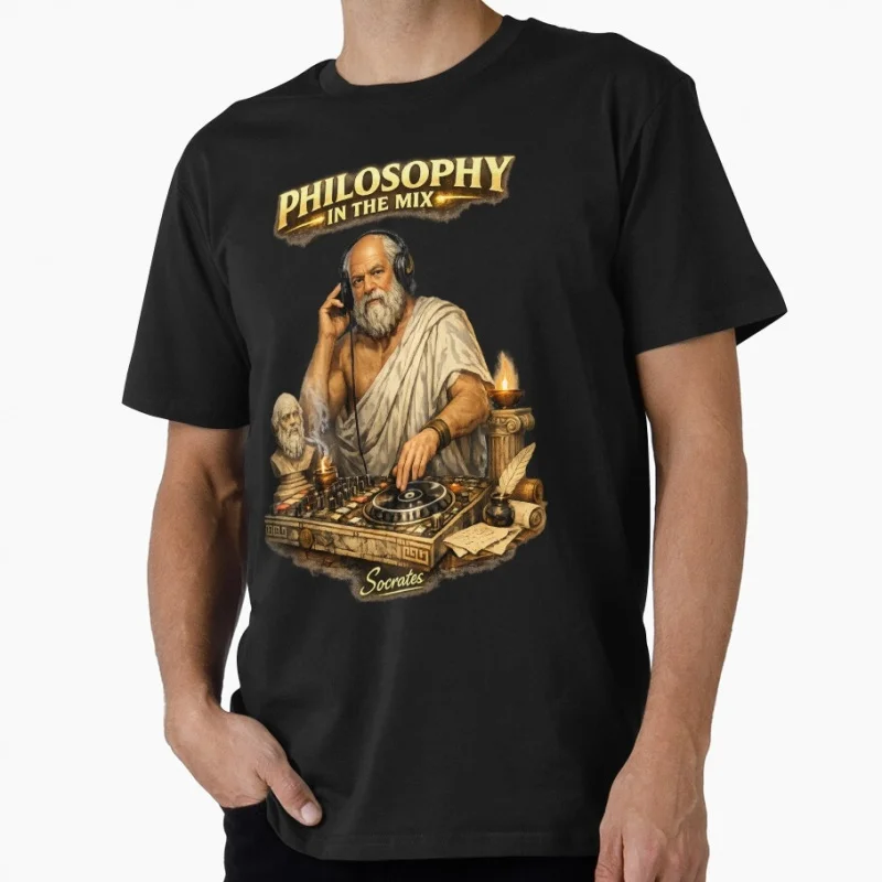 T-shirt Socrate le DJ, cadeau stoïcien, vêtements graphiques amusants sur le thème de la philosophie stoïque, vêtements à manches courtes, toutes tailles, S-6XL