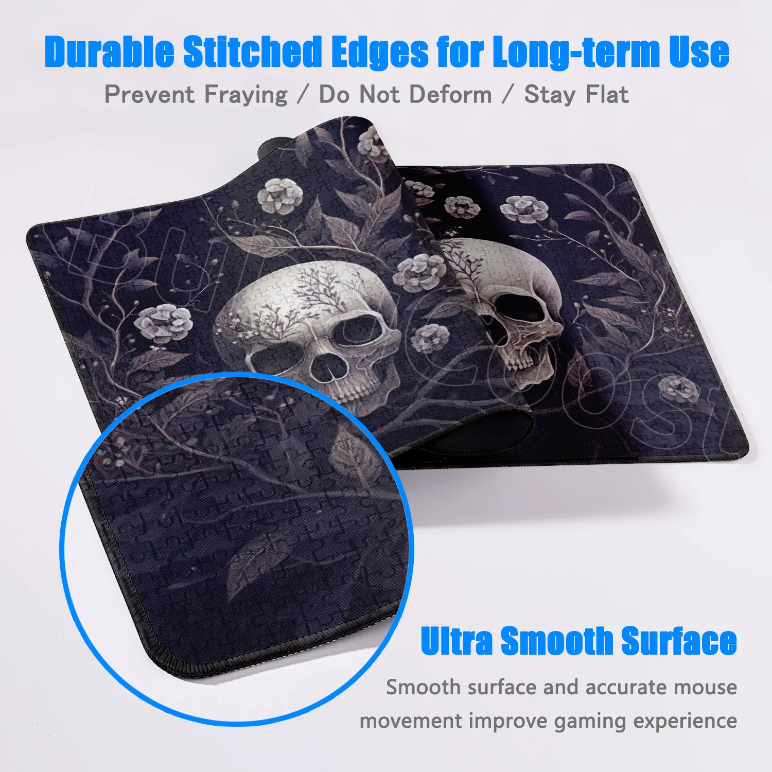 HD بارد رمادي الجمجمة وزهرة ماوس الوسادة لغز خلفية ماوس عدم الانزلاق المطاط مكتب الملحقات الجدول ديكور مكتب الكمبيوتر المحمول الحصير