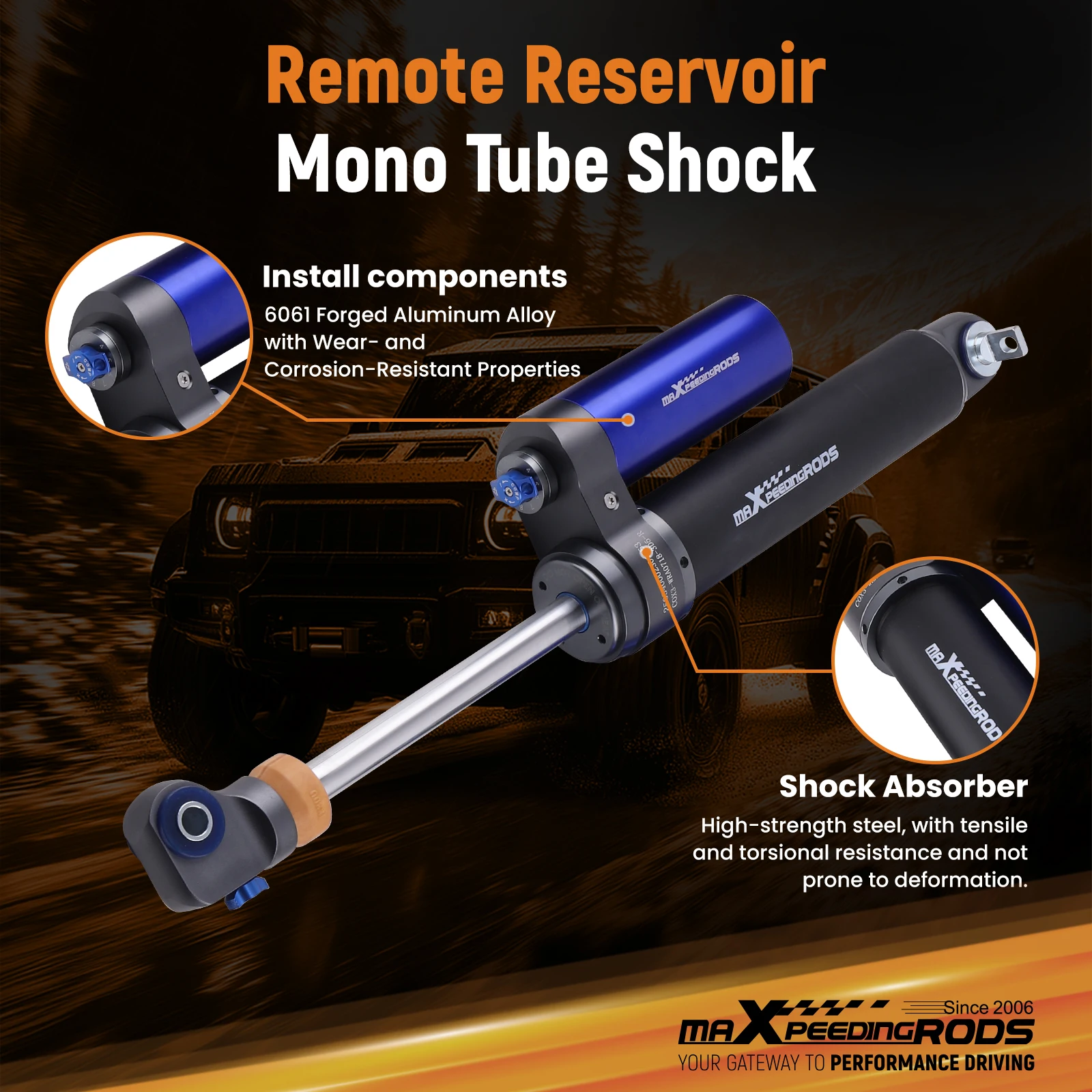 지프 랭글러 JK 07-18용 2.5 리모트 리저버 2인치 리프트 리어 쇼크 페어