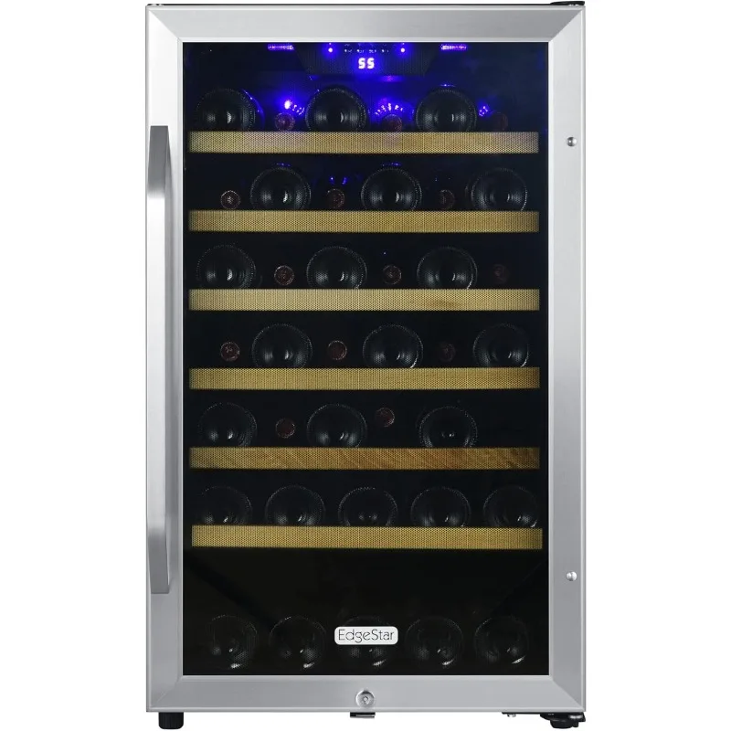 EdgeStar CWF440SZ 20 Inch Wide 44 Bottle Capacity Free Standing Wine Cooler with Reversible Door and LED Lighting