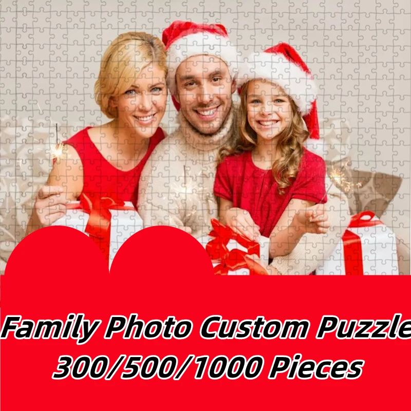 Foto da família personalizado quebra-cabeça natal gifts300/500/1000 peças quebra-cabeça de papel descompressão diy grande quebra-cabeça brinquedo original presente