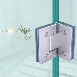 90 Degree Bathroom Glass Clip 304 Stainless Steel Door Hinge Double Page Bathroom Shower Room Glass Door Hinge (XYGL-10)