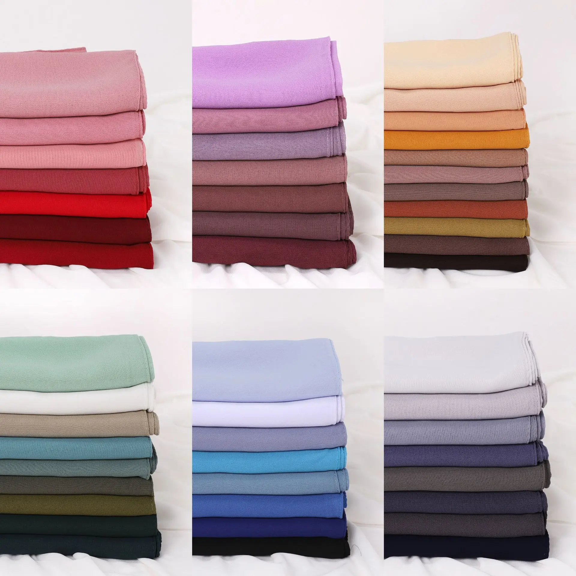 Einfarbig Perle Chiffon Quadrat Schal Moslemisches Hijab Frauen Kopftuch Headwrap Bandanas Stirnband Schal Wrap Schals Turban 90*90 cm