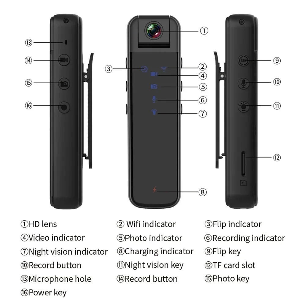 CS05 portatile HD 1080P Micro Cam Body Camera videoregistratore visione notturna Mini Digital Loop Recording Camcorder Bodycam Camera