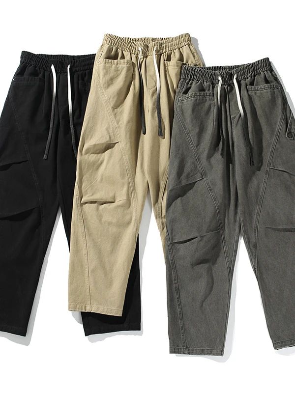 

American Sle Workwear Thiened Cotton Khaki Autumn Winter Men's Loose Fit Casual Pants Versatile Comfortable Breathable
