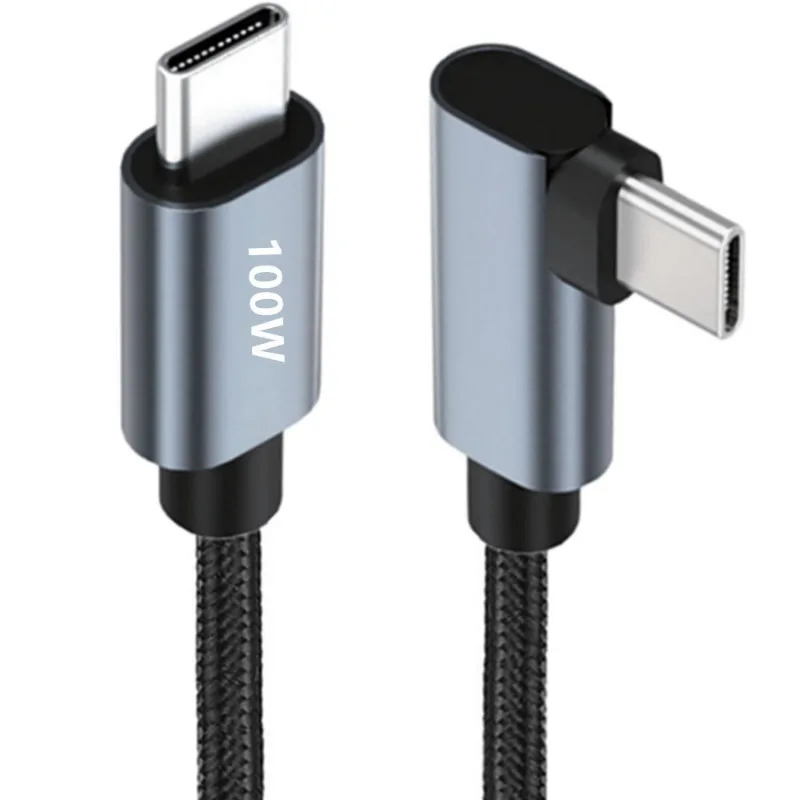 PD100W Fast Charging Line USB C to USB Type C Cable Quick Charge Right Angle Wire Laptop Mobile Phone 90 Degree Data Cable 2m