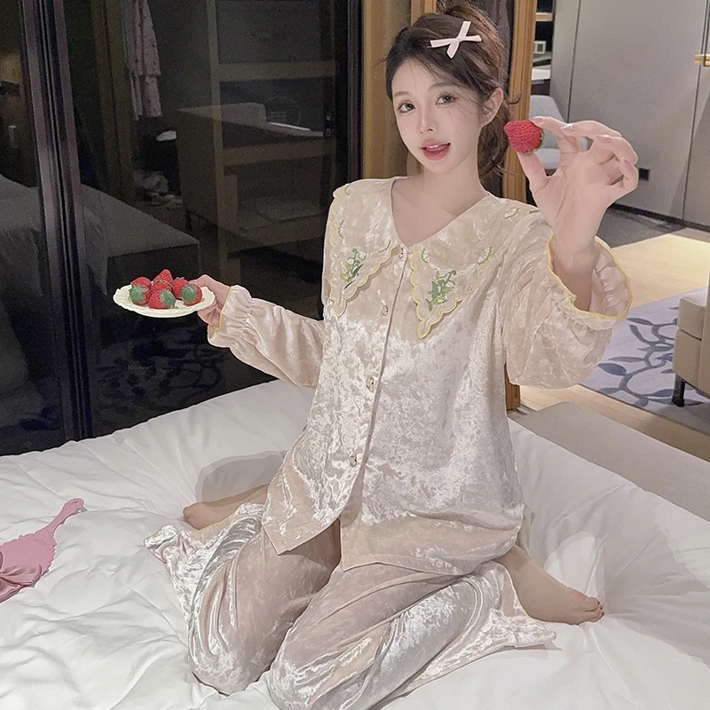 

Комплекты пижам из вельвета для женщин: микрофибра, полоски, контрастные вставки, завязки спереди, короткие шорты, устойчивые к сминанию, домашняя одежда для летнего отдыха и завтраков