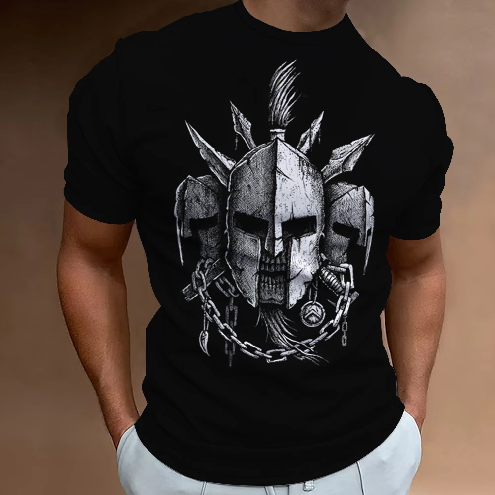 Spartan Warriors Print T-shirt For Men Slim Sweatshirt Tops Summer Round neck Jersey Fashion Street Short Sleeve Men Clothing