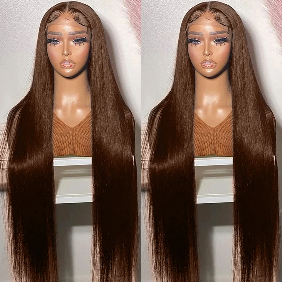 Chocolate Brown Lace Front Wigs 13x4 13x6 Transparent Straight Lace Frontal Human Hair For Women Brazilian Glueless Wig On Sale