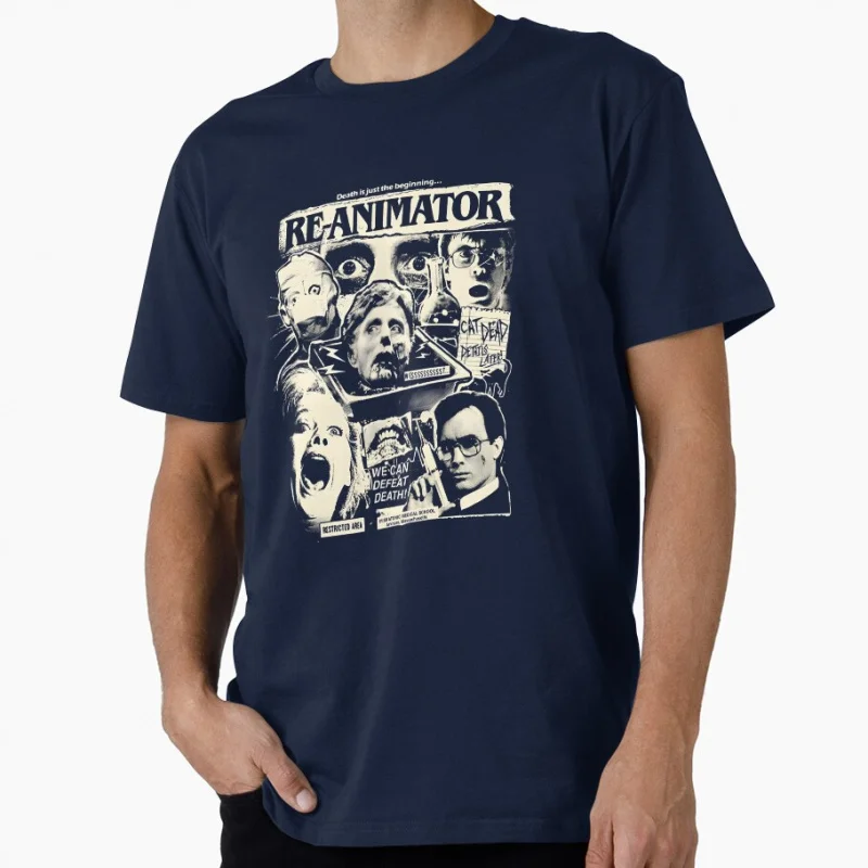DOCTOR DEATH DEFEATED Re Animator 1985 Retro zombie horror movie Scary Halloween Gift T shirt Large size Tops printed clothes