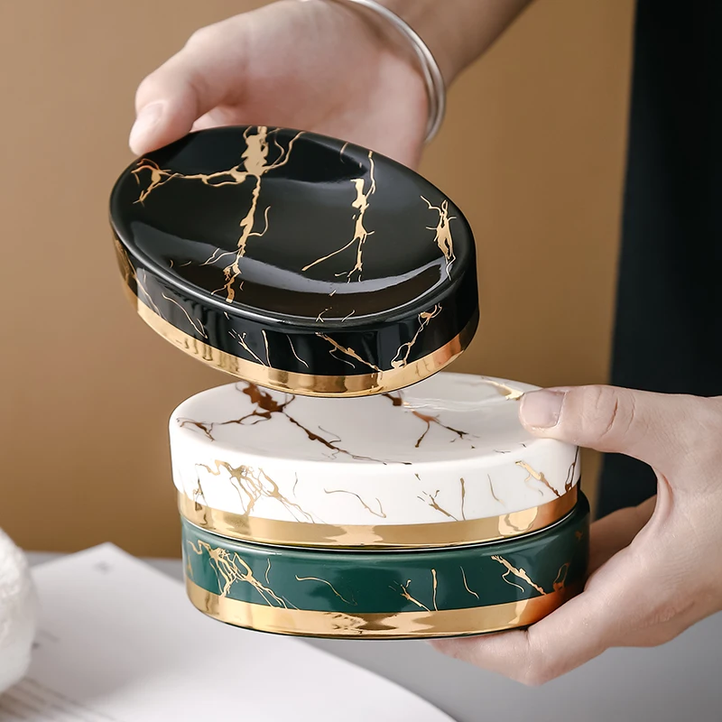 

Зеленая Мраморная керамическая мыльница для ванной комнаты, товары для хранения мыла в ресторане, гостинице, ванной комнате, украшение для ванной комнаты, бытовая Коробка для мыла