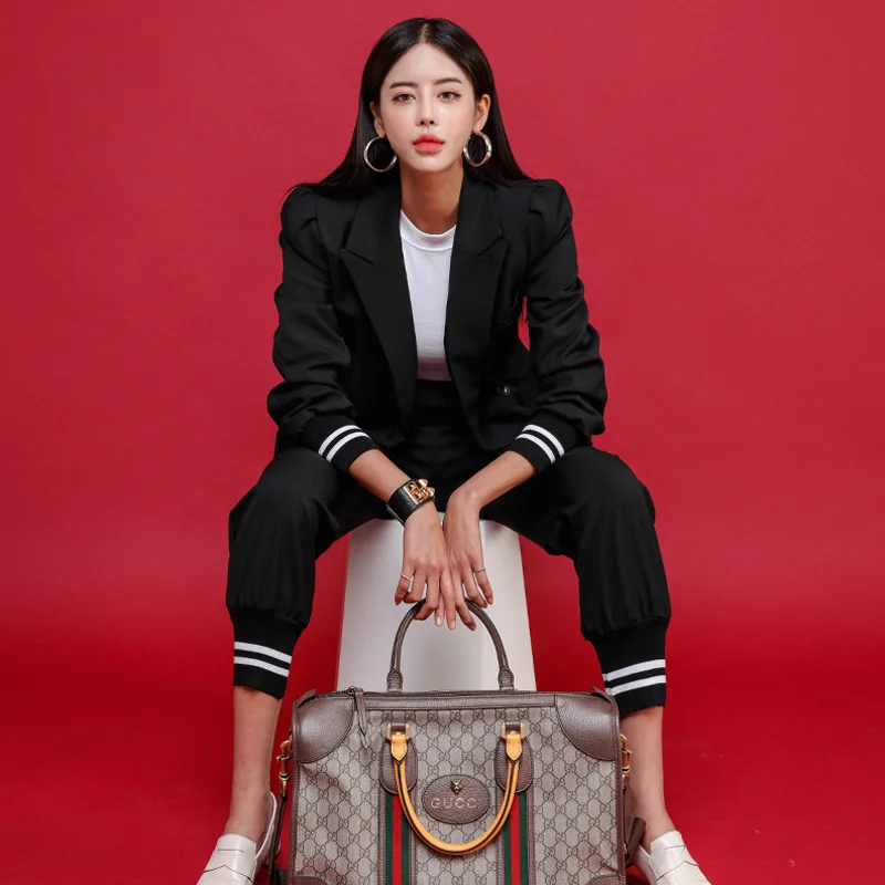 Ele Abito slim fit Jaet e pantaloni Harlan casual Set due pezzi Autunno Inverno Coreano Sle Faionable Ensemble da donna