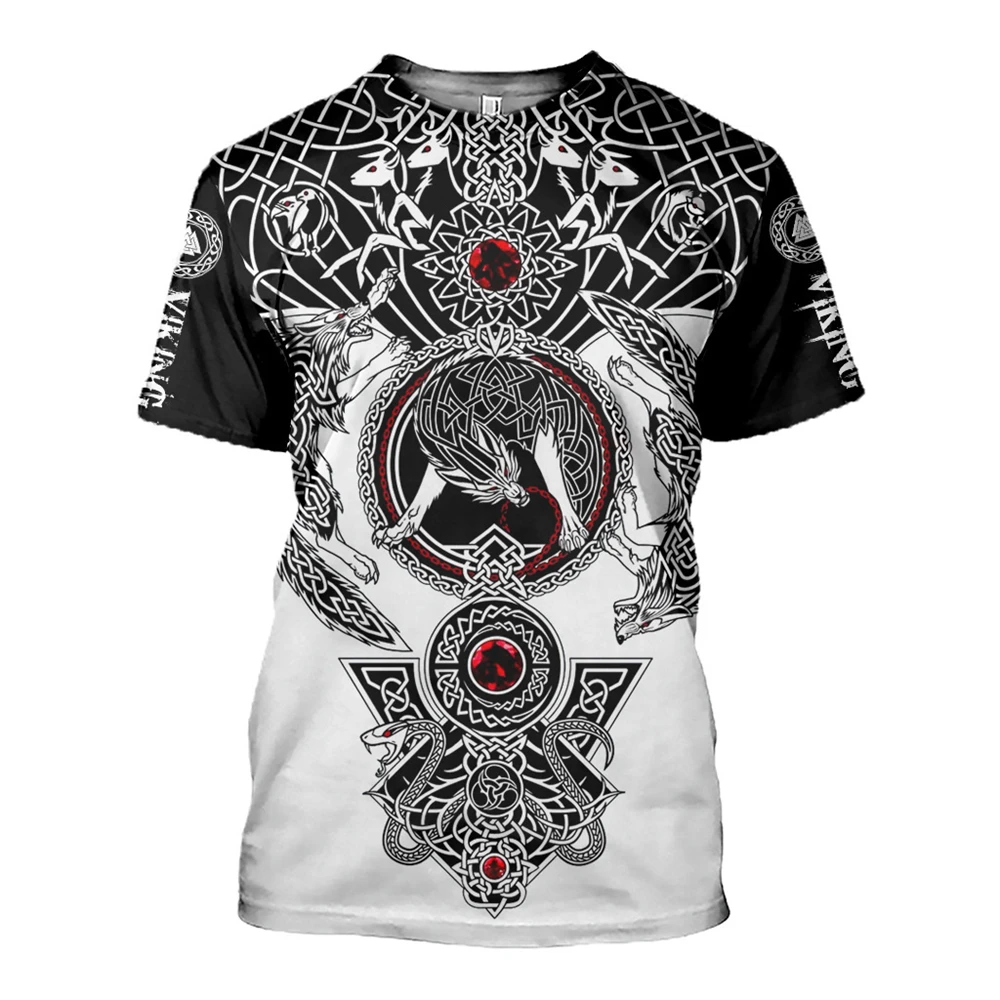 Nordic Monster Wolf Dragon Eagle Element Pattern T-shirt Cyfrowy nadruk 3D T-shirt Street Wear s-5Xl Nowy popularny neutralny prezent