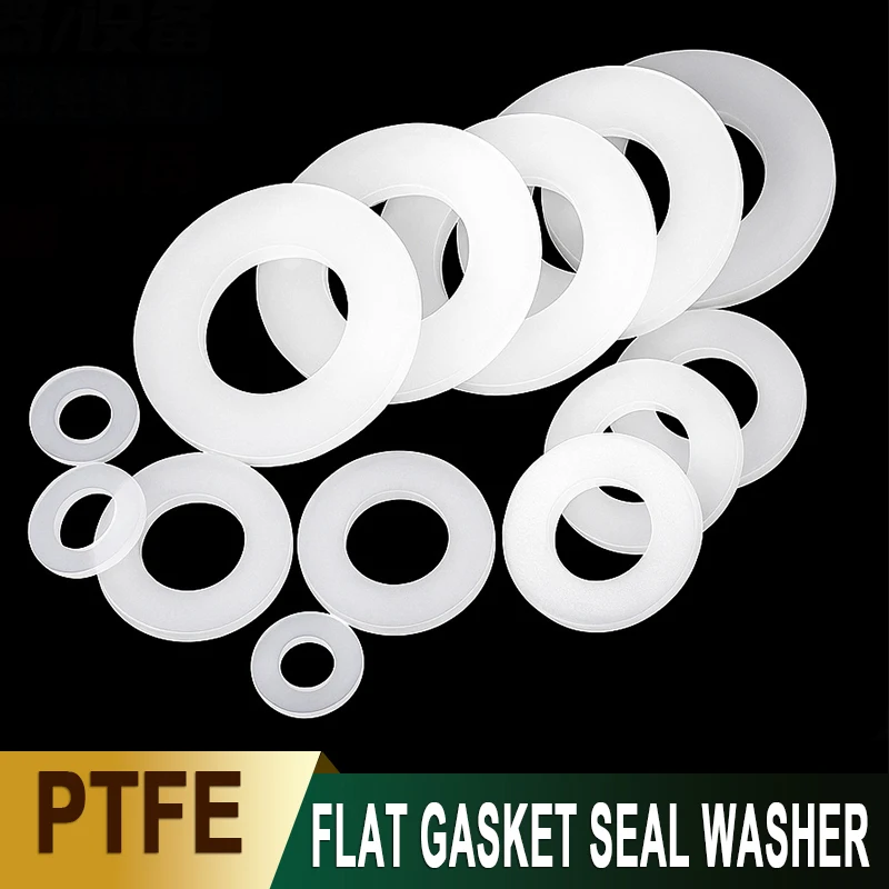 2Pcs Thick 1.25/1.5/2mm PTFE Flat Gasket ID 20/21/22/23/24/25-145mm High Temperature Resistance Plastic King Flange Seal Washer