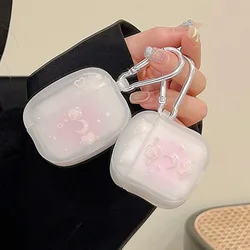 INS Cartoon Pink Moon Star Love Heart Crystal Silicone Bluetooth Earphone Protective Case For Airpods 4 Pro 2 1 3 Cute Cover