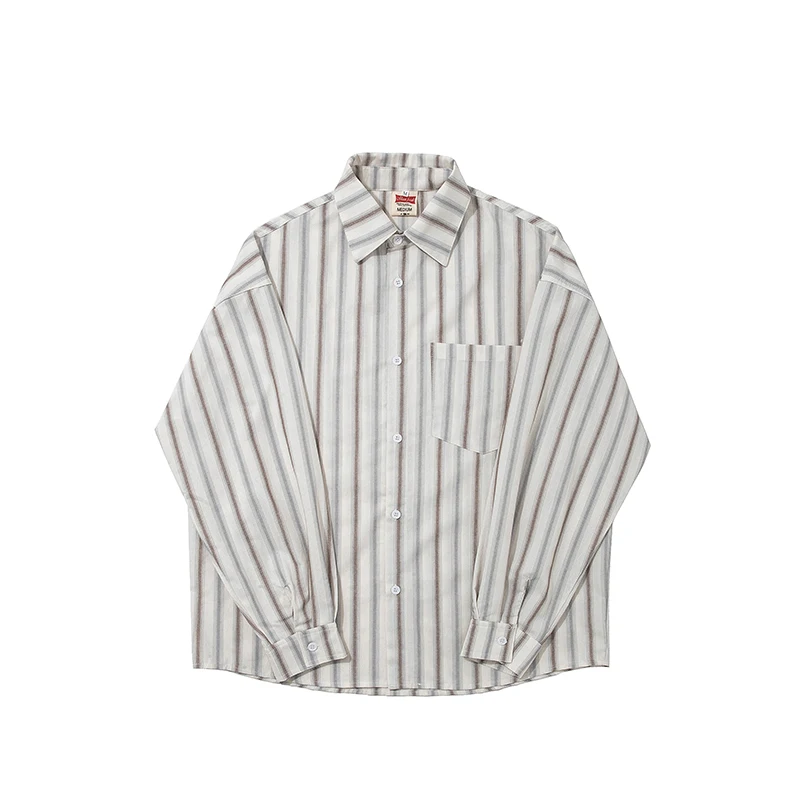 Men's new Japanese simple yarn-dyed vintage striped mori shirt