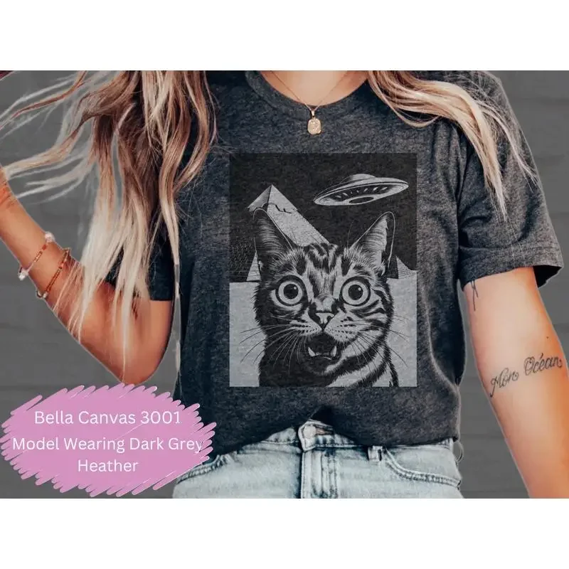 Funny Cat Animal Selfie Ufo Vintage 90S Style T Shirt Retro Meme Alien Gag Adult Y2K More Colors