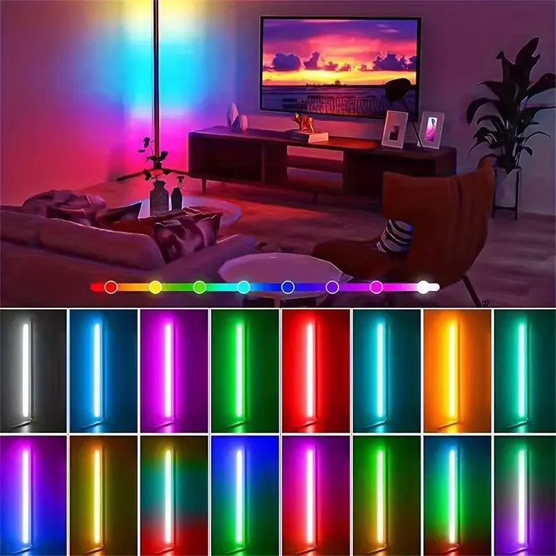RGB LED Smart Modern Floor Lamp Music Synchronization 16 Million DIY Color Change Suitable for Gaming Room Parties, Etc.