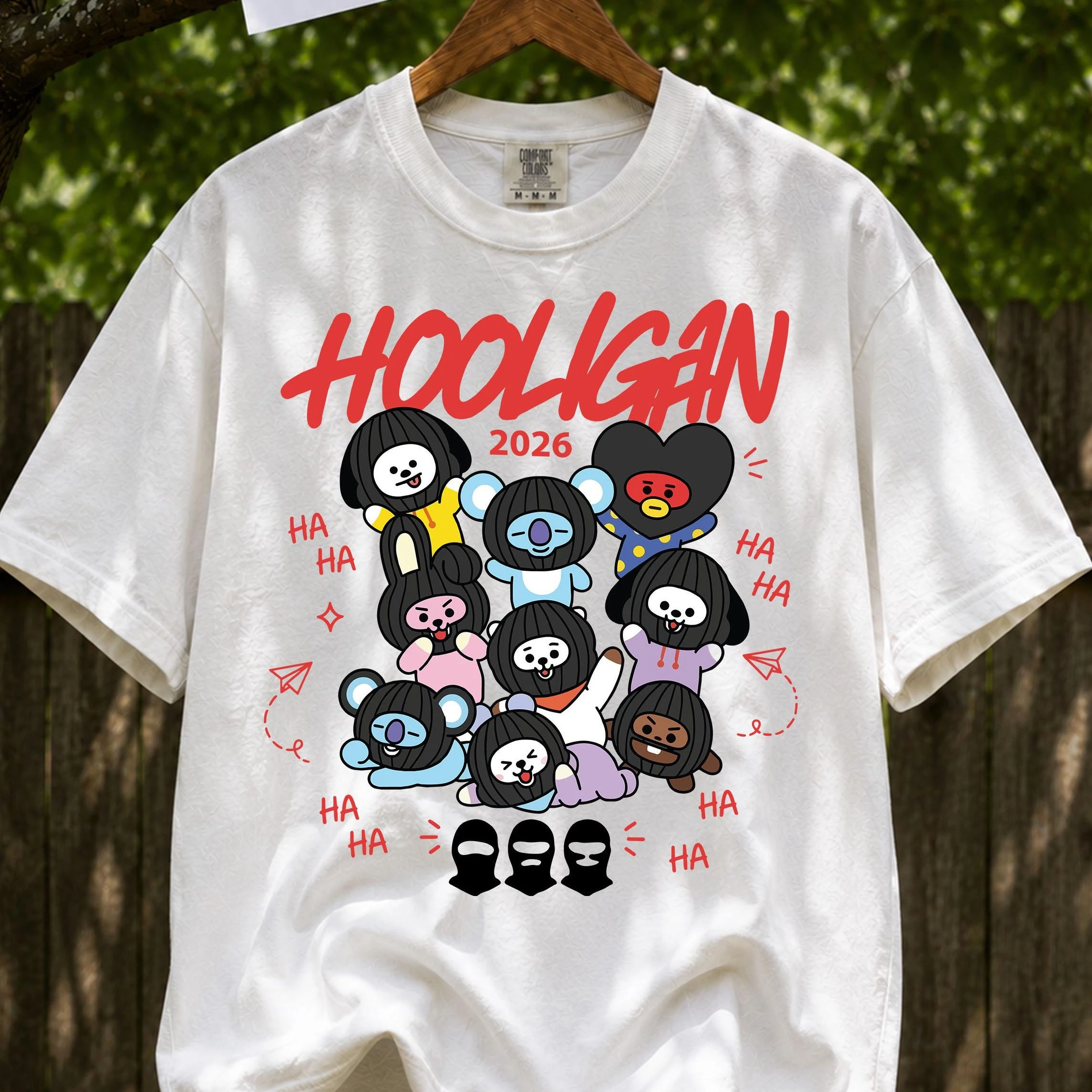 2026 BT21 Cartoon Graphics Cotton Unisex K-wave Tshirt, Kpop Boy Band Cute New Korean Style Tee, Women Fashion Shirt ARMY Gift