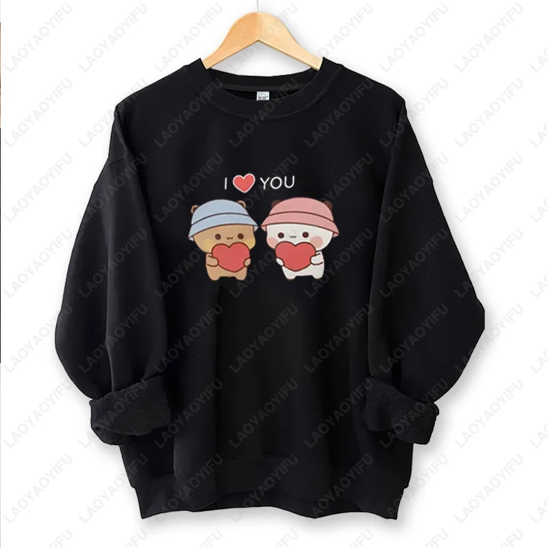 Bubu Dudu زوجين هدية عيد الحب البلوز الرجال النساء Kawaii Harajuku اليابانية أوتاكو البلوز لطيف مضحك للجنسين كل مباراة هوديي #2