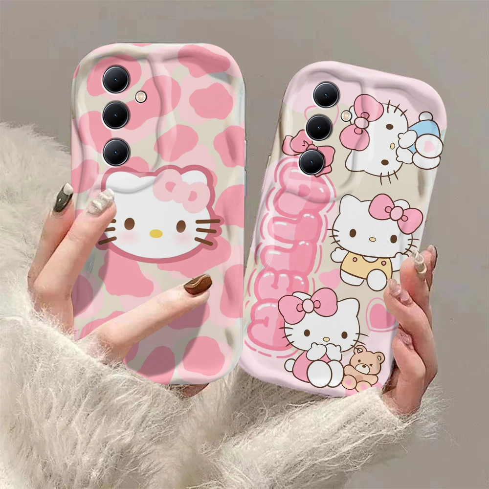 Catoon Hello Kitty Cute 3D Wave Case For Samsung A73 A72 A71 A55 A54 A53 A35 A34 A33 A25 A24 A23 A15 A14 A13 A05 A04 4G 5G Cover